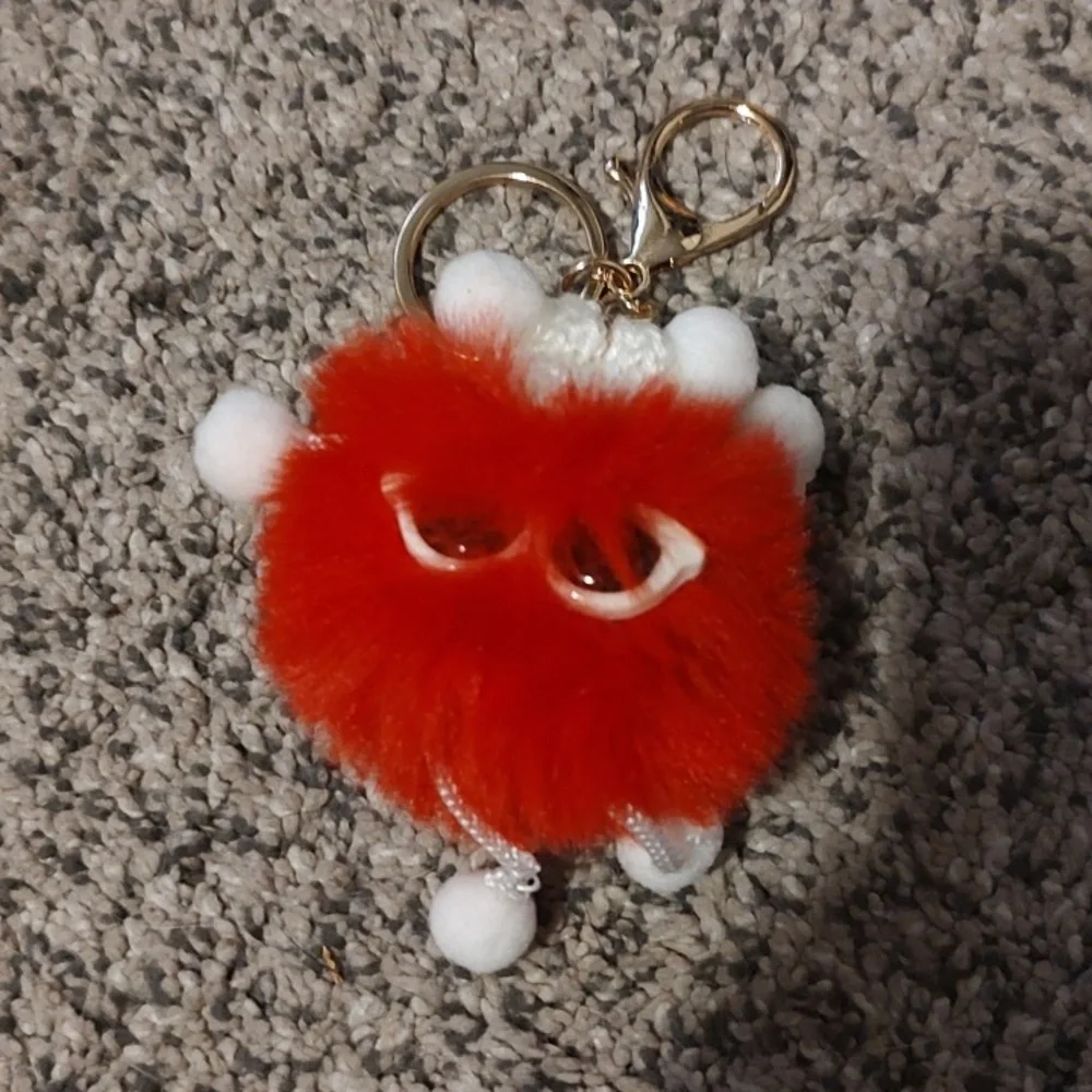 Cute Fluffy Keychain with Gold Accents